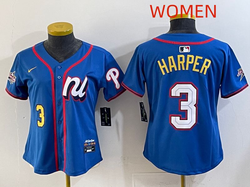 Women 2025 Philadelphia Phillies #3 Harper Blue All star Nike MLB Jersey style 04->philadelphia phillies->MLB Jersey
